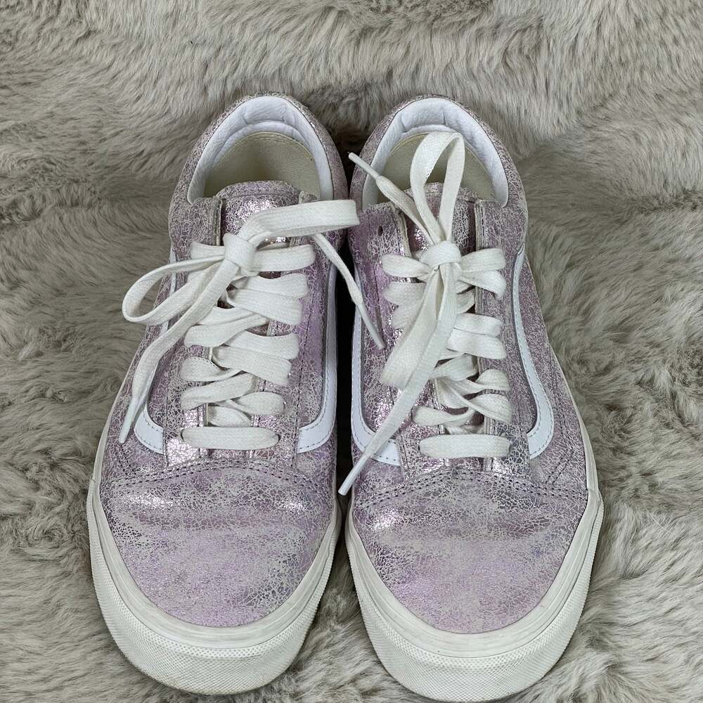 WOMEN'S 10.5/MEN’S 9 VANS OLD SKOOL CRACKED LEATHER ROSE GOLD SHOES SNEAKERS - Picture 3 of 8